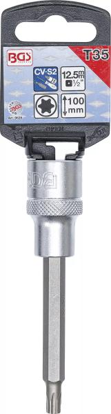 BGS Bit-Einsatz T35 T-Profil (für Torx) Länge 100 mm Antrieb Innenvierkant 12,5 mm (1/2") 9628